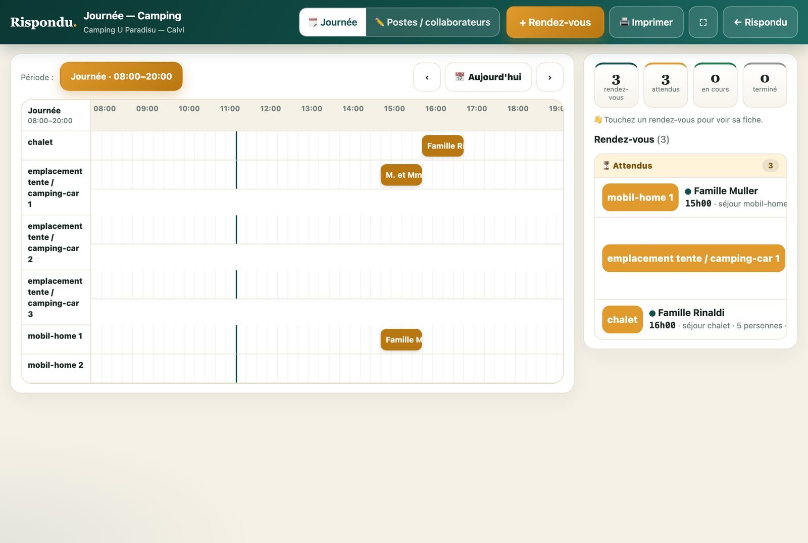 Le planning des séjours — Rispondu Camping