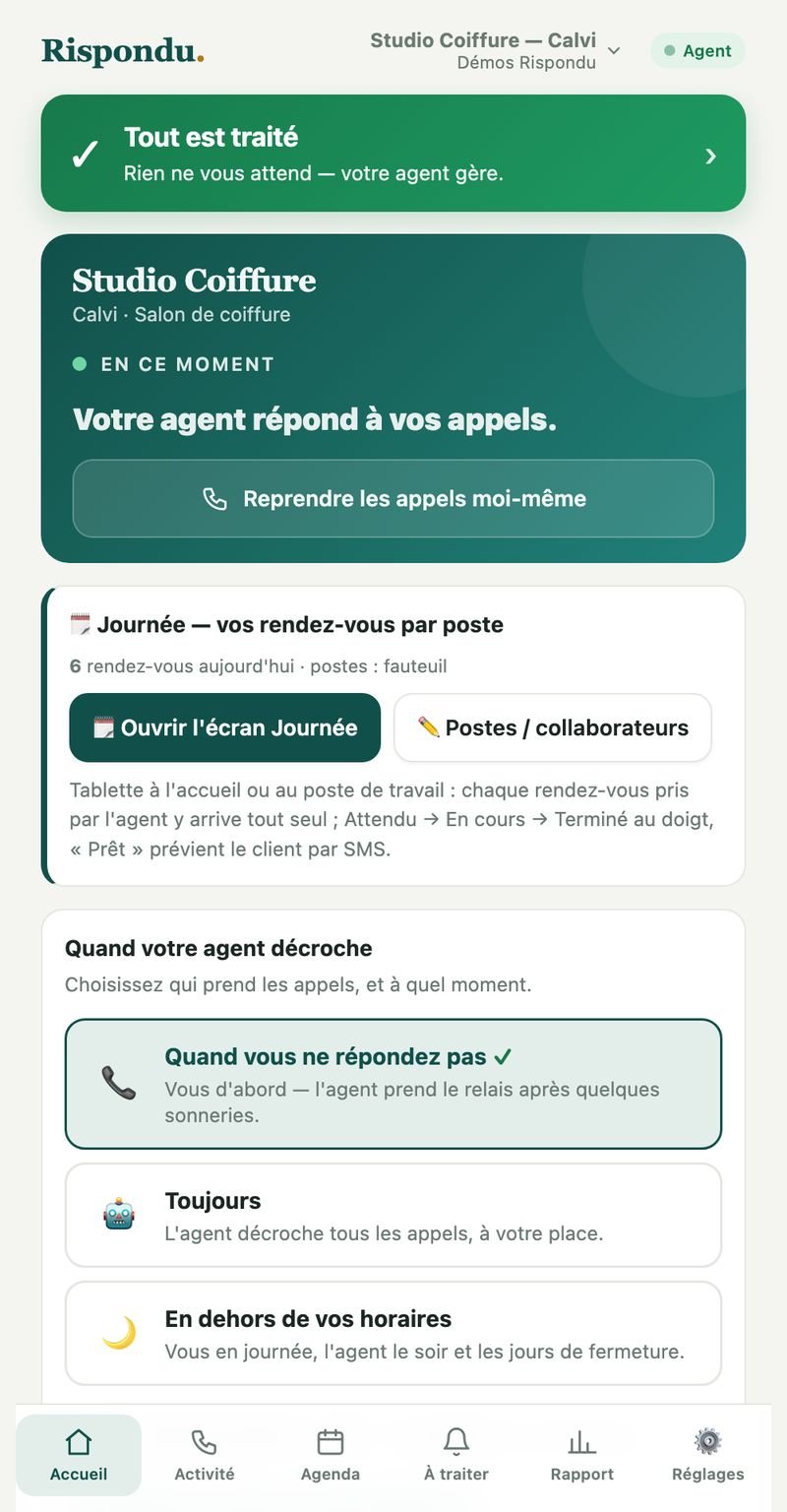 La webapp — Rispondu Salon de coiffure