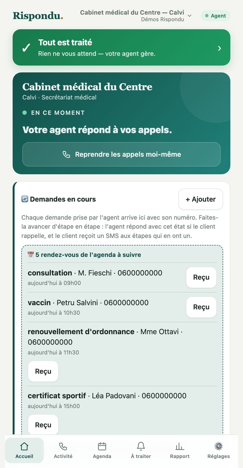 La webapp — Rispondu Secrétariat médical